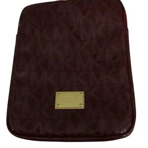 Michael Kors dark maroon iPad case with two way zipper